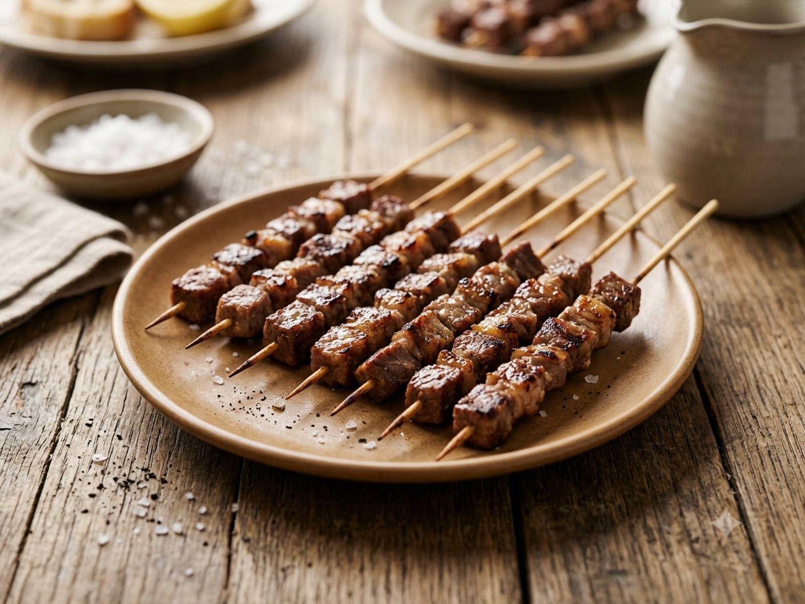 Arrosticini abruzzesi tradizionali di carne ovina cotti alla brace