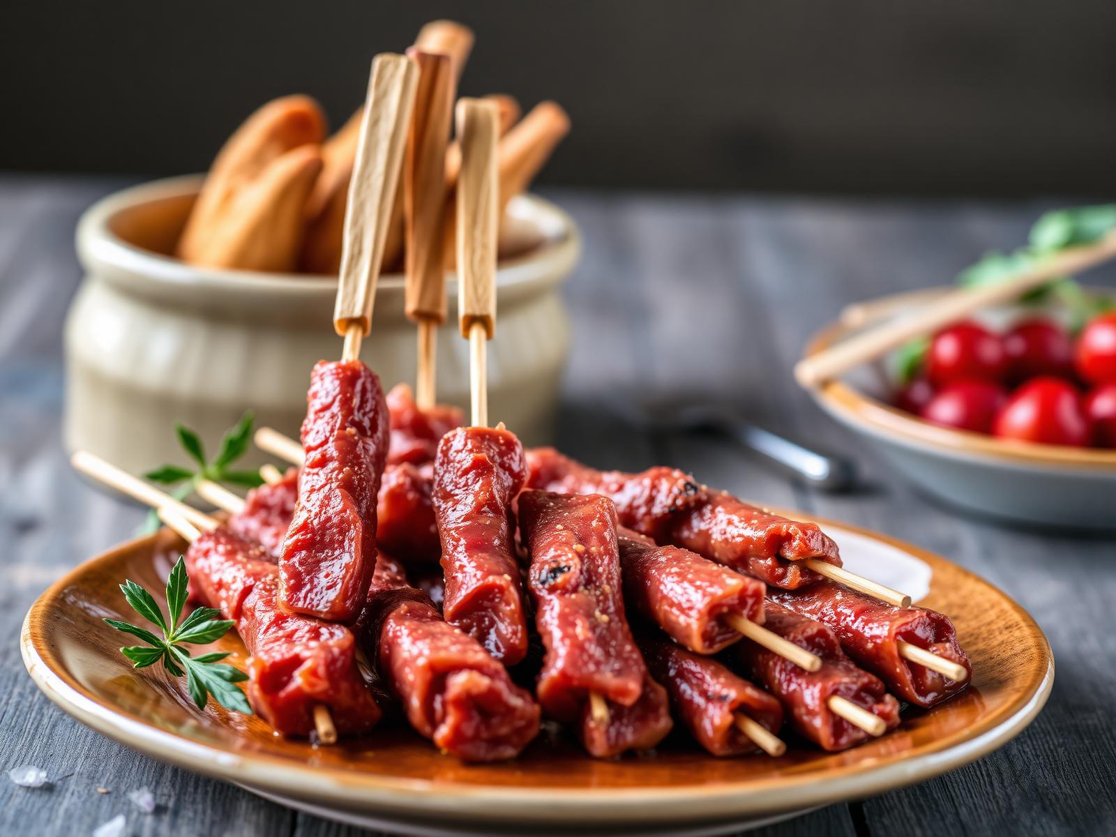 Arrosticini abruzzesi di pecora grigliati sulla brace nella fornacella tradizionale