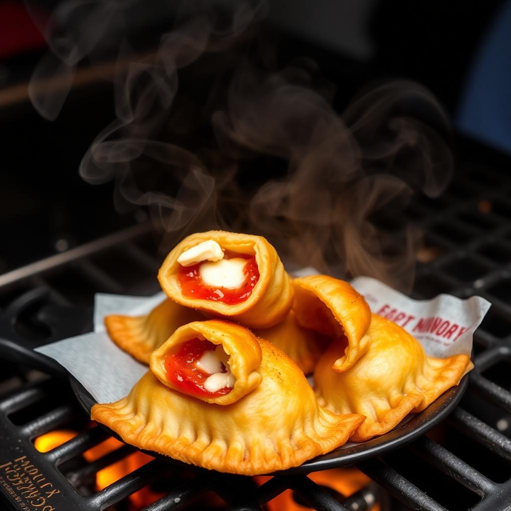 Panzerotti baresi fritti dorati con ripieno filante di mozzarella e pomodoro