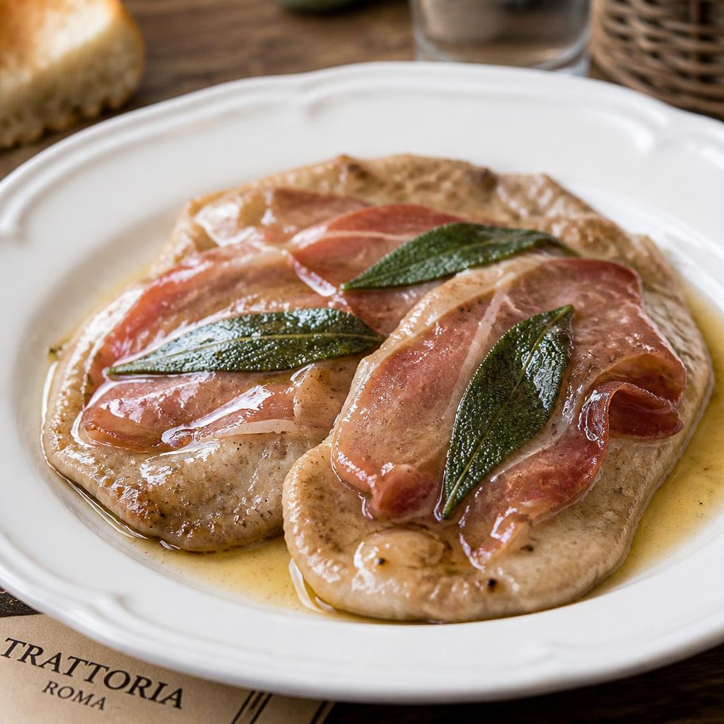 Saltimbocca alla romana con vitello, prosciutto e salvia in padella
