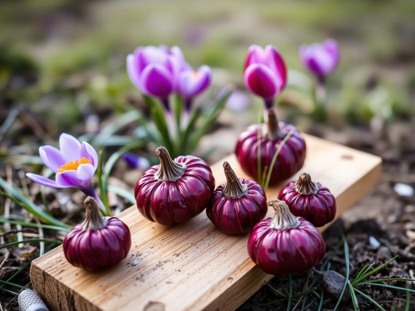 Pistilli rossi di Zafferano dell'Aquila DOP con fiori di Crocus sativus viola