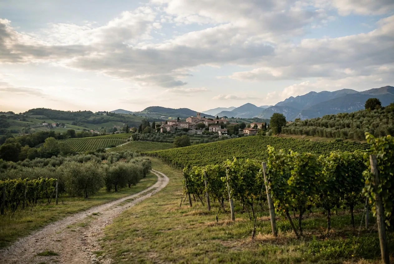 Vigneti collinari della Franciacorta nel Bresciano