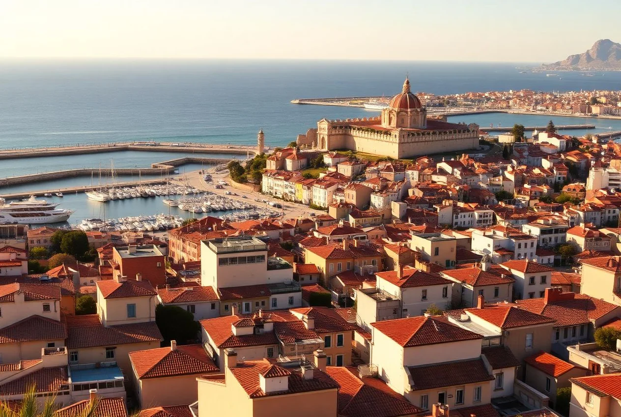 Veduta di Cagliari con il quartiere Castello e il golfo degli Angeli