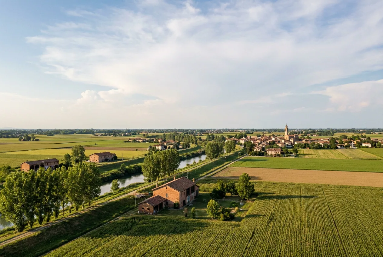 Il Torrazzo di Cremona nella pianura del Cremonese