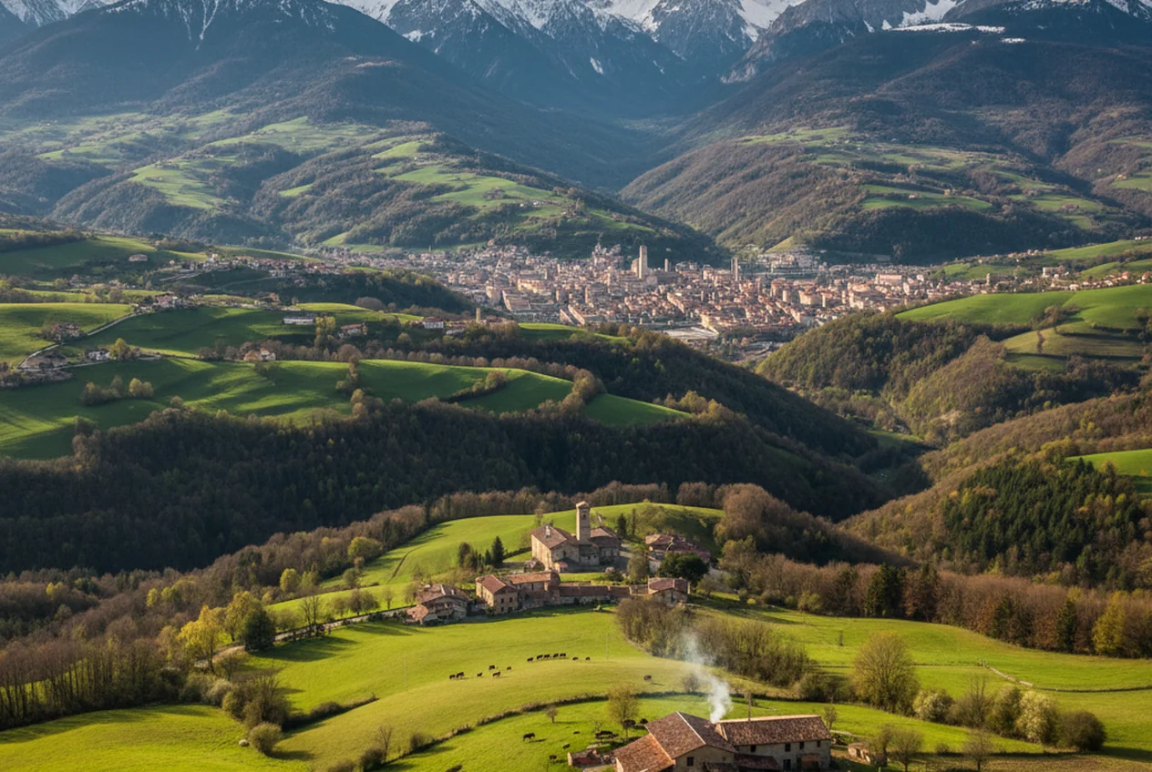 Le Alpi Marittime sopra le valli del Cuneese con gli alpeggi estivi
