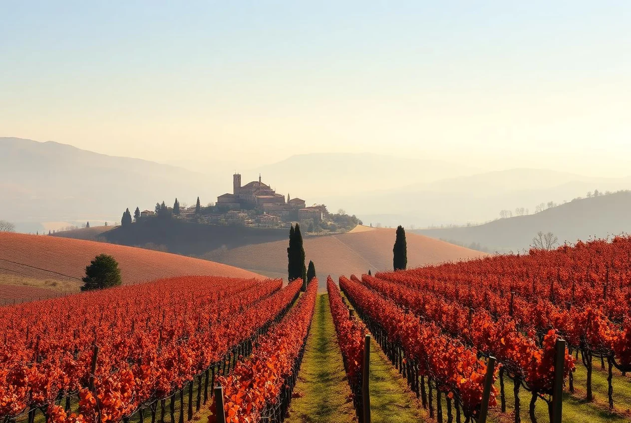 I vigneti di Sagrantino sulle colline di Montefalco