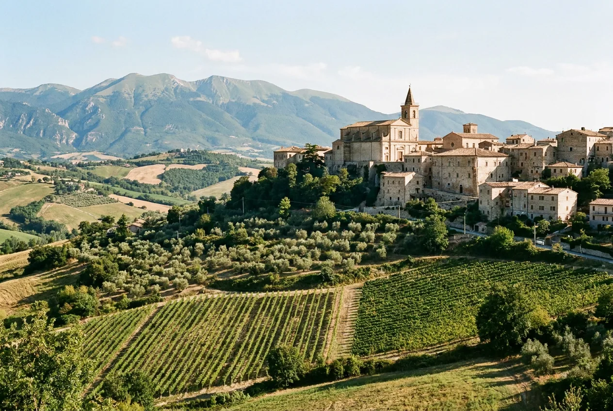 Il centro storico di Ascoli Piceno con la piazza in travertino