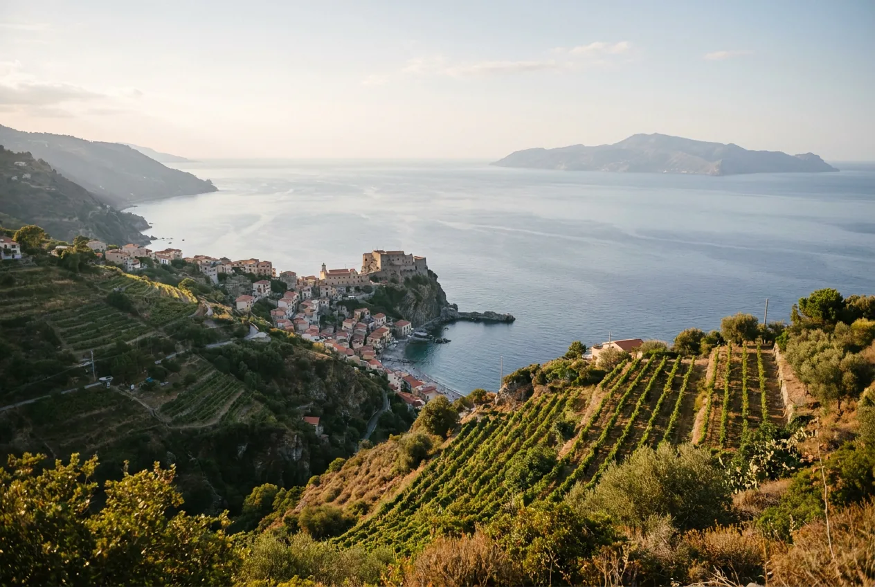 Costa Viola con il borgo di Scilla affacciato sullo Stretto di Messina