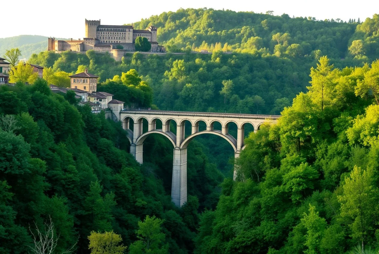 Il centro storico di Spoleto sulle colline umbre