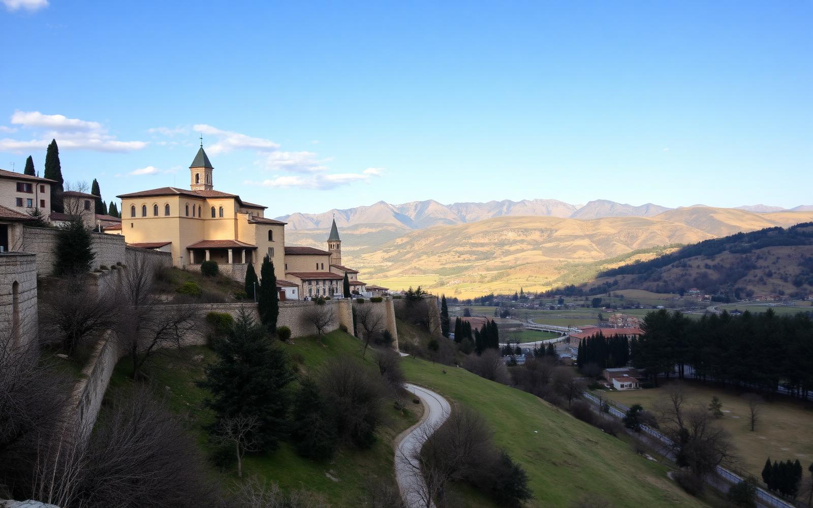 Sulmona con il Parco della Maiella innevato sullo sfondo