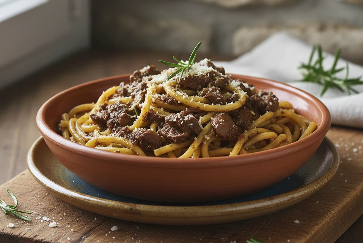 Bigoli con l'anara — Primi piatti