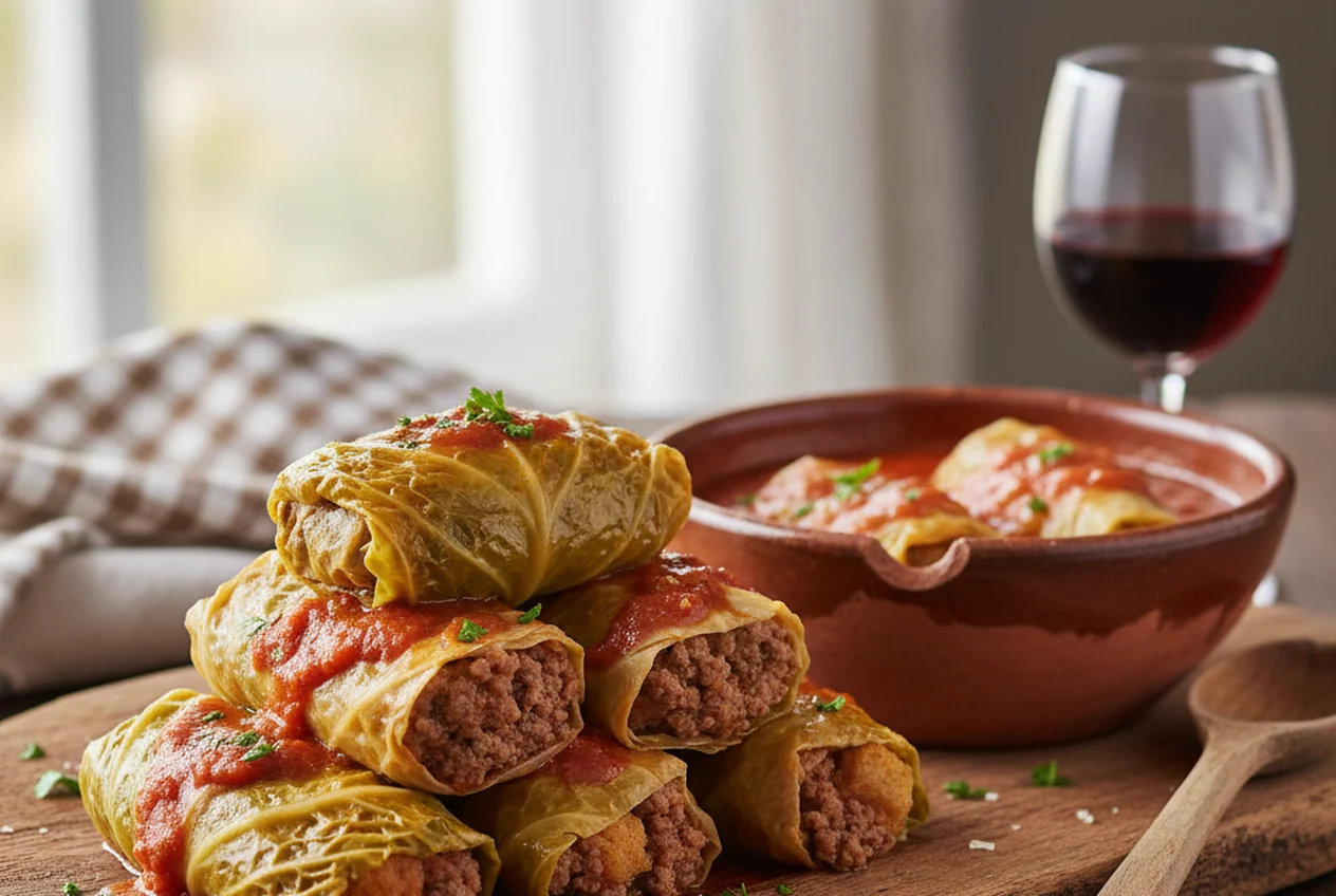 Capunet piemontesi, involtini di verza con ripieno di carne e salsiccia