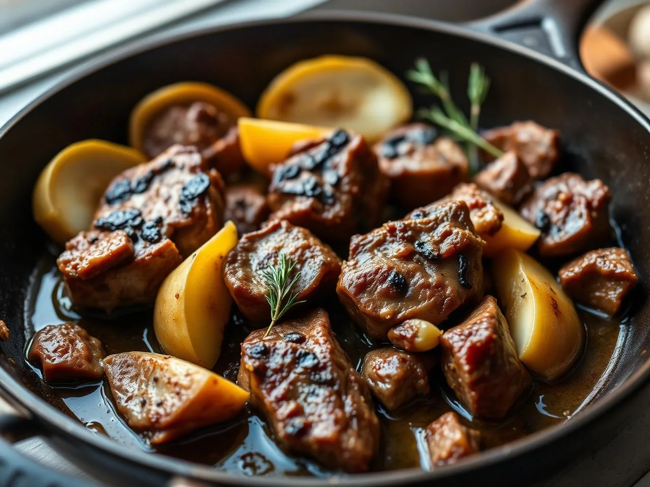 Coratella d'abbacchio con carciofi romaneschi in tegame di terracotta