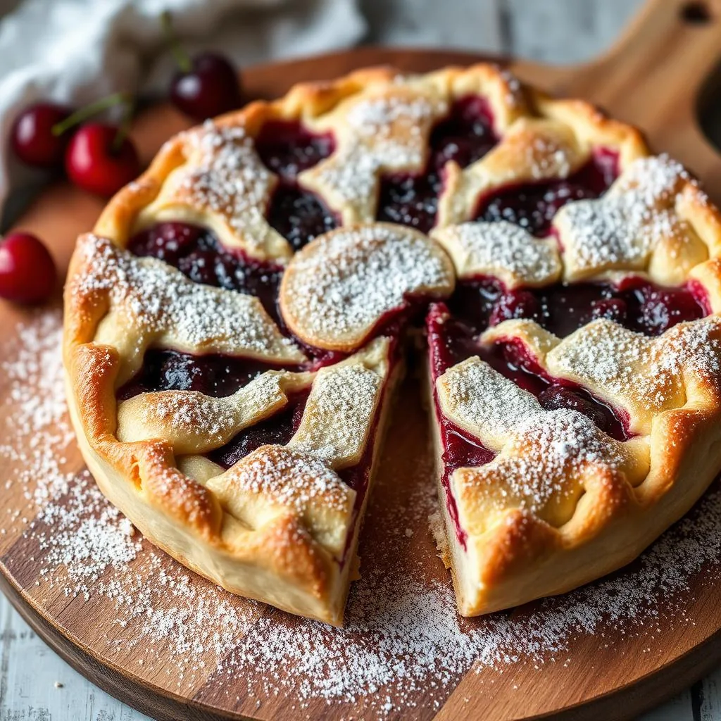 Crostata romana di ricotta e visciole tagliata a fetta