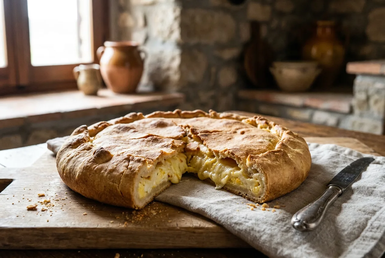 Fiadone abruzzese, rustico pasquale di pasta sottile ripieno di formaggio