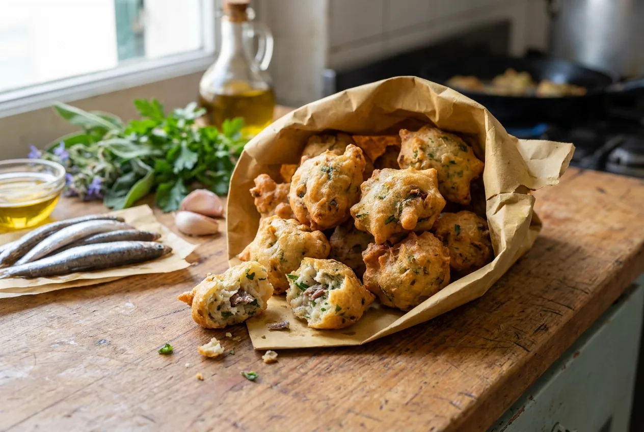 Friscioi, frittelle salate liguri tipiche dello street food genovese
