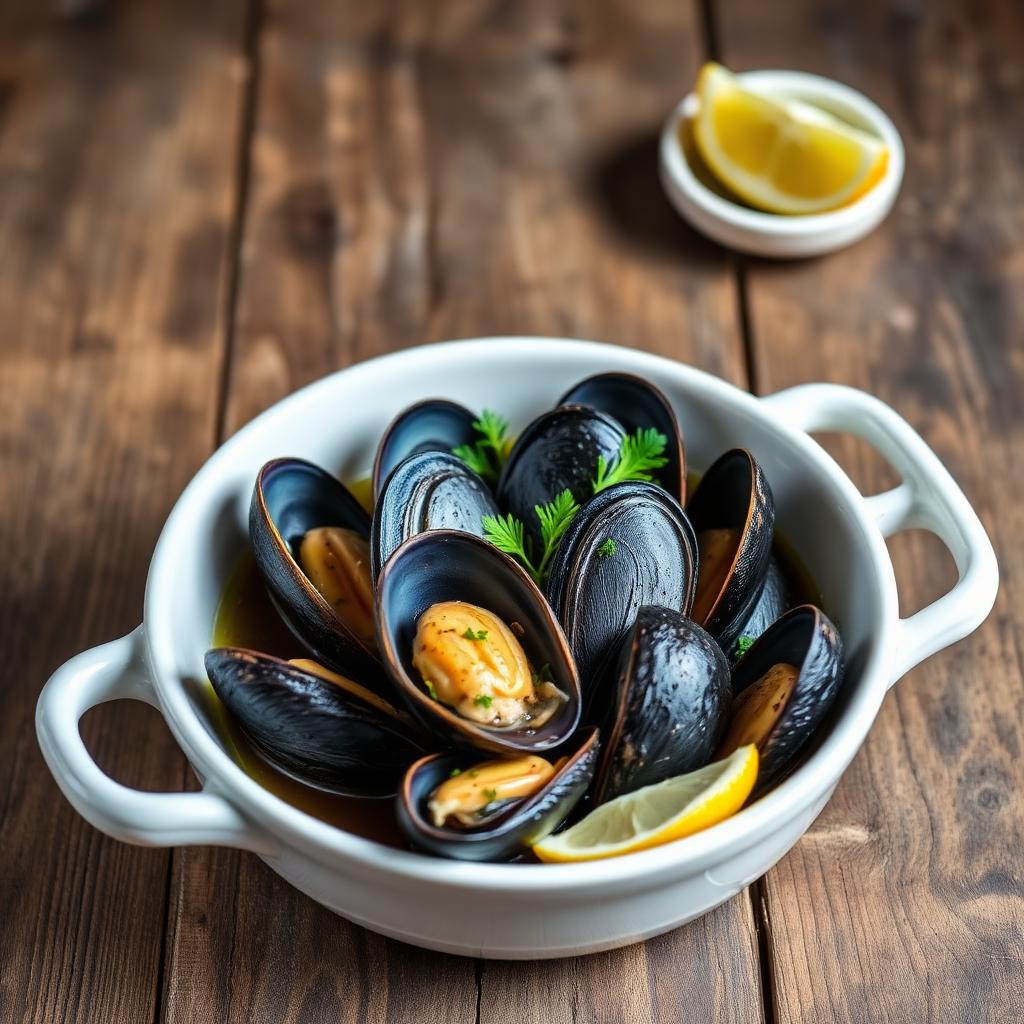 Impepata di cozze napoletana con pepe nero e prezzemolo
