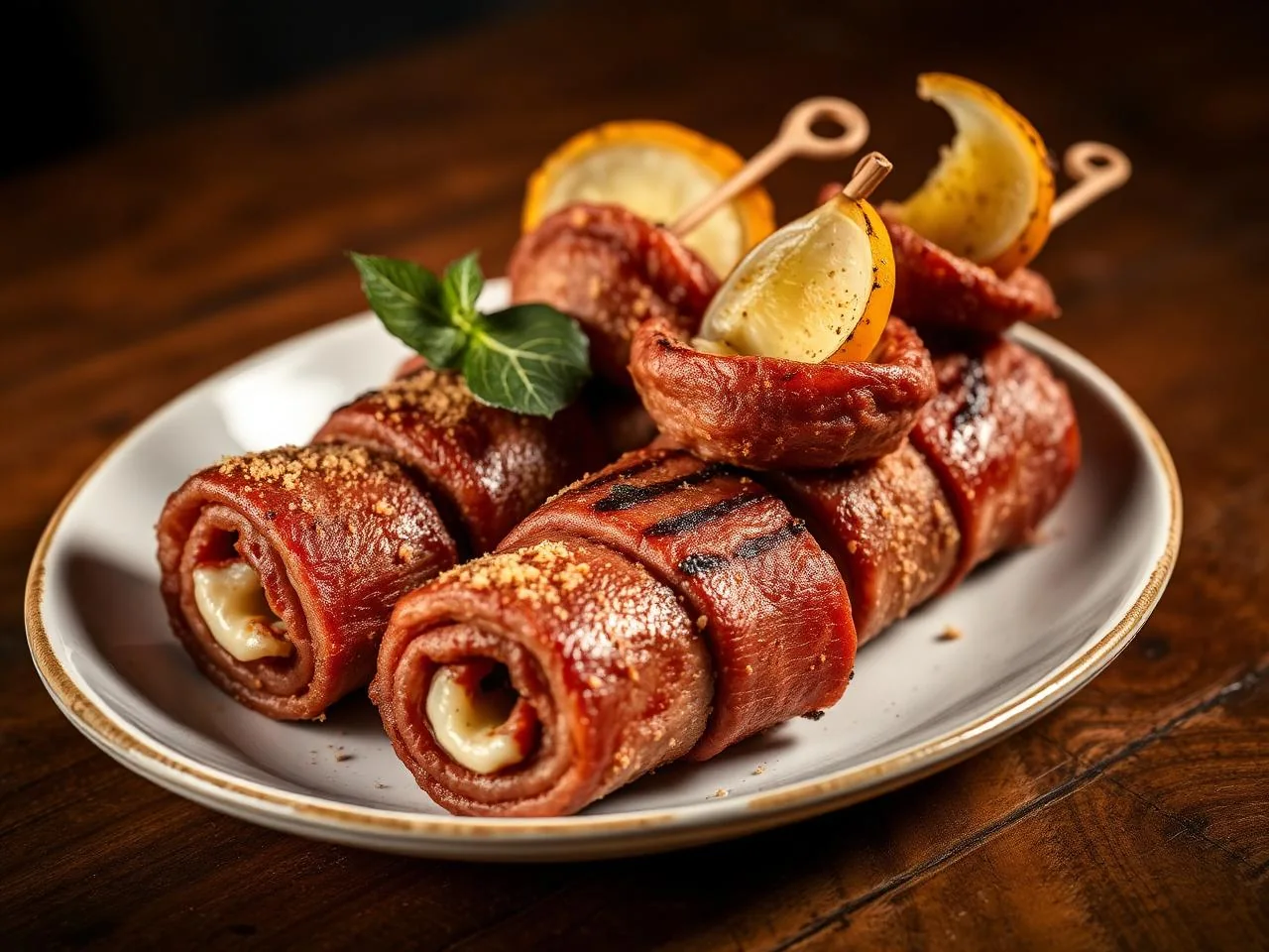 Involtini di carne alla palermitana con mollica atturrata e caciocavallo