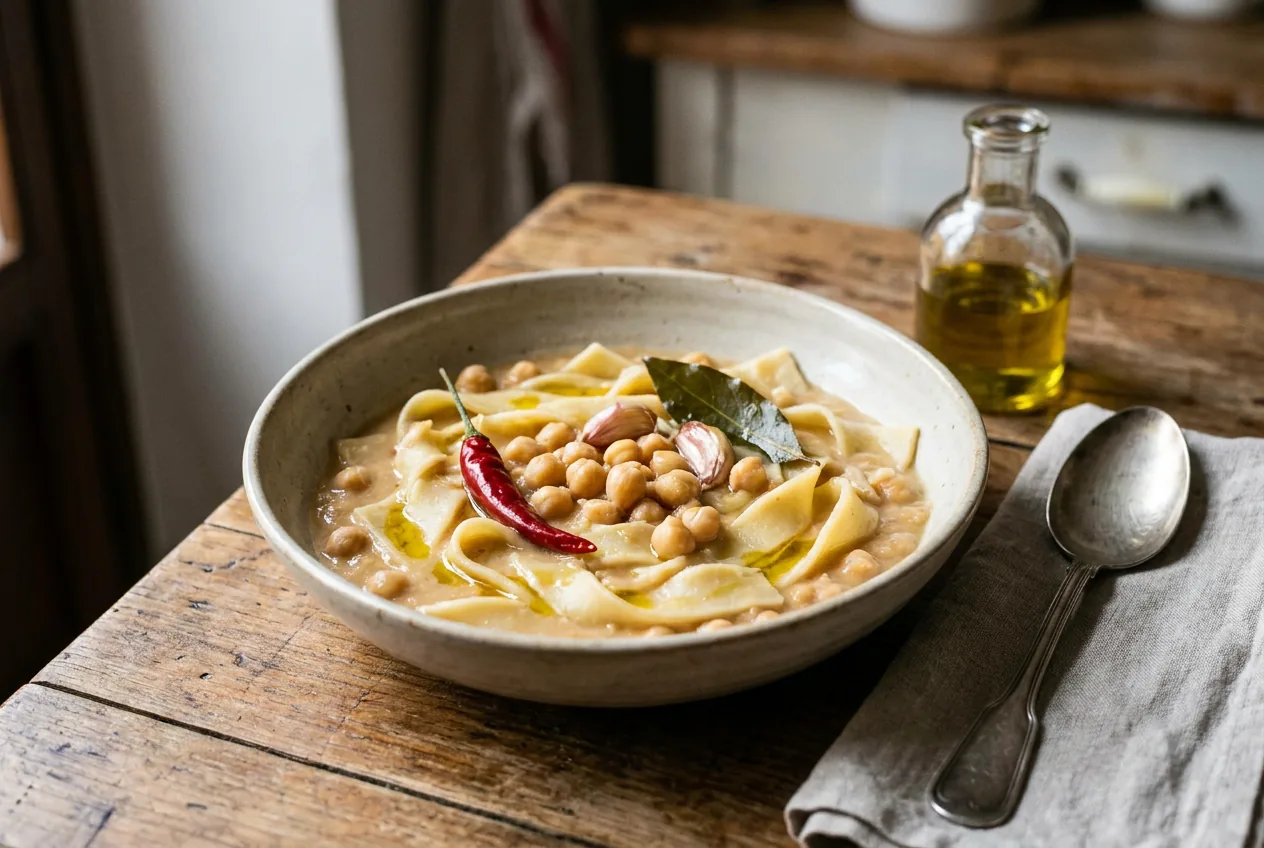 Lagane e ceci, minestra calabrese di pasta a nastri e ceci
