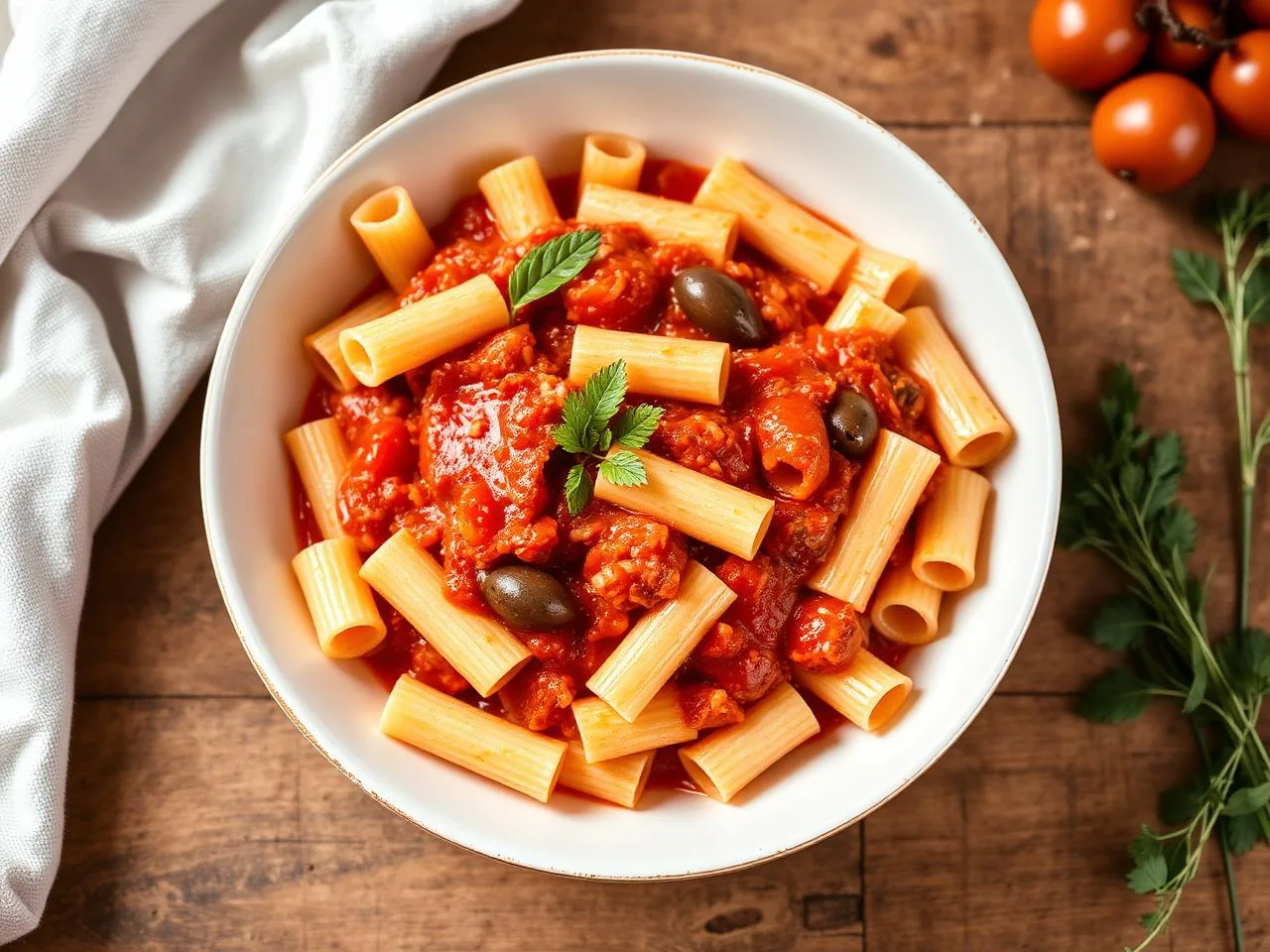 Paccheri alla brindisina con moscardini e gamberi