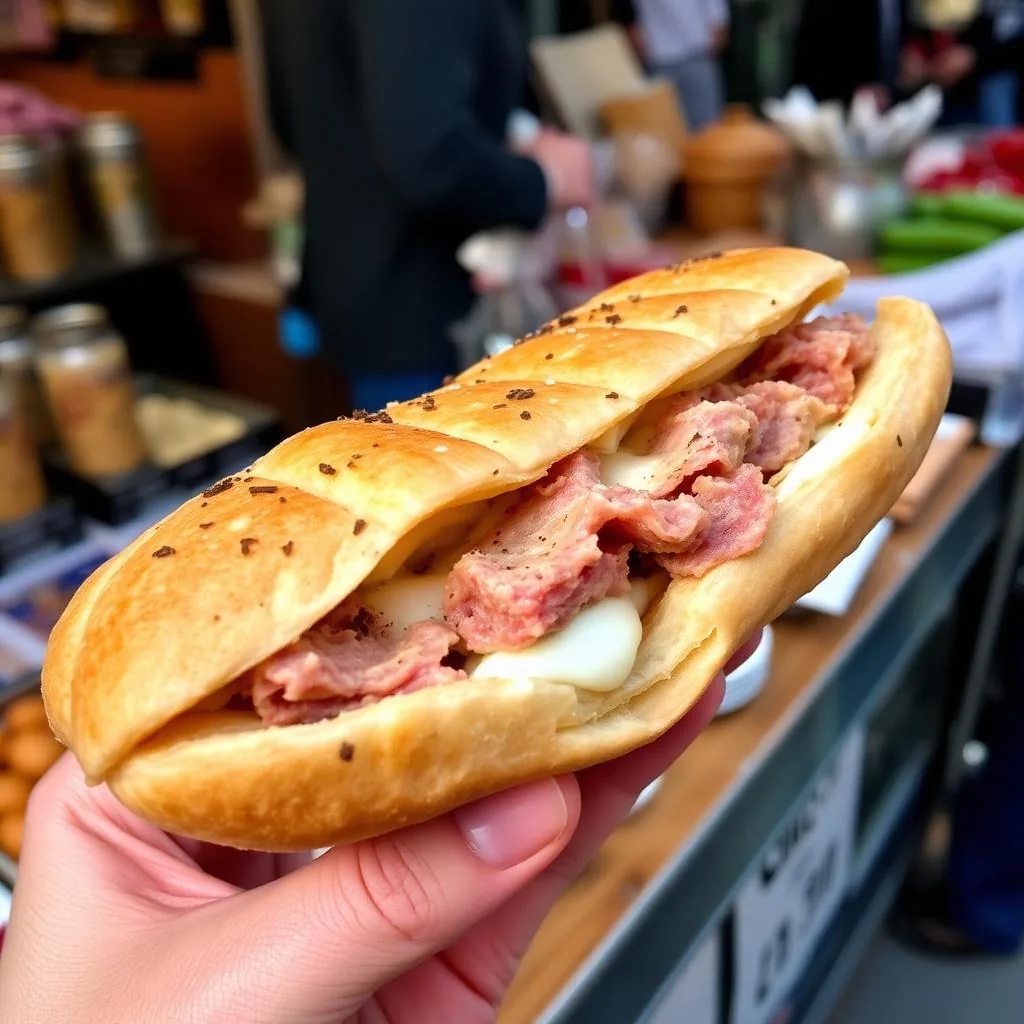 Panino palermitano pani câ meusa con milza e polmone di vitello