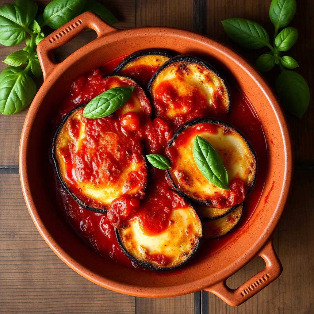 Parmigiana di melanzane napoletana con pomodoro e fiordilatte