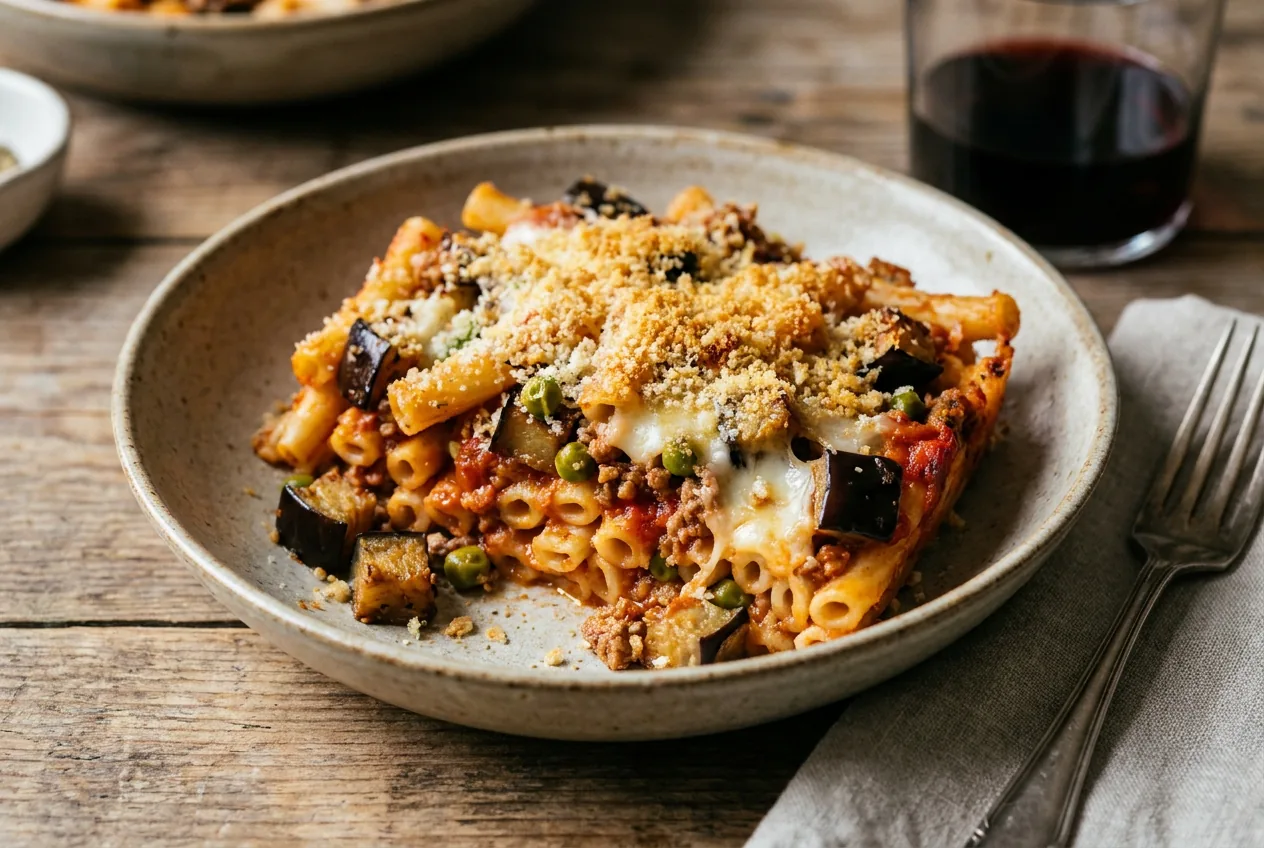 Pasta 'ncasciata messinese al forno con ragù, melanzane e caciocavallo