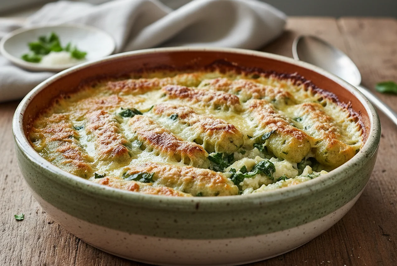 Rabatòn alessandrini, gnocchetti di ricotta ed erbette gratinati
