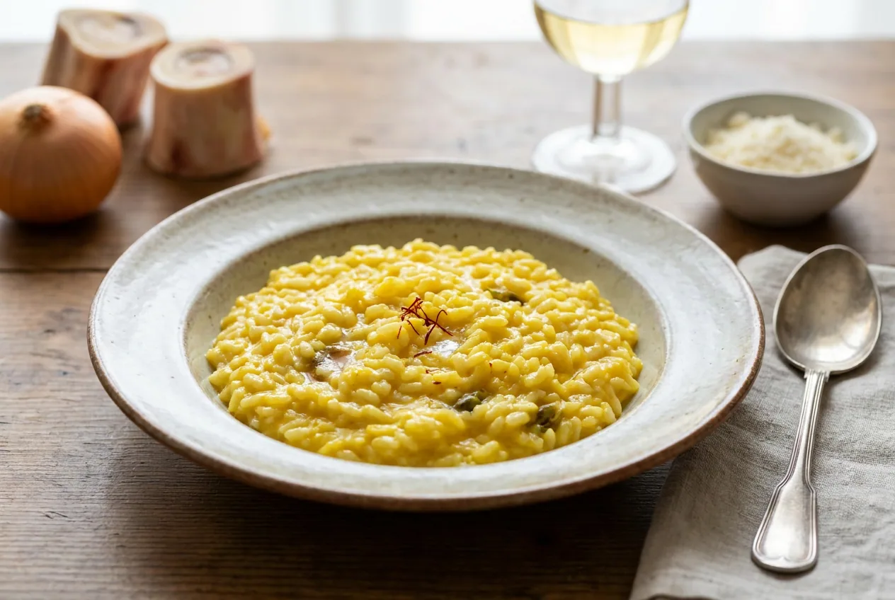 Risotto alla milanese con zafferano, primo piatto simbolo di Milano