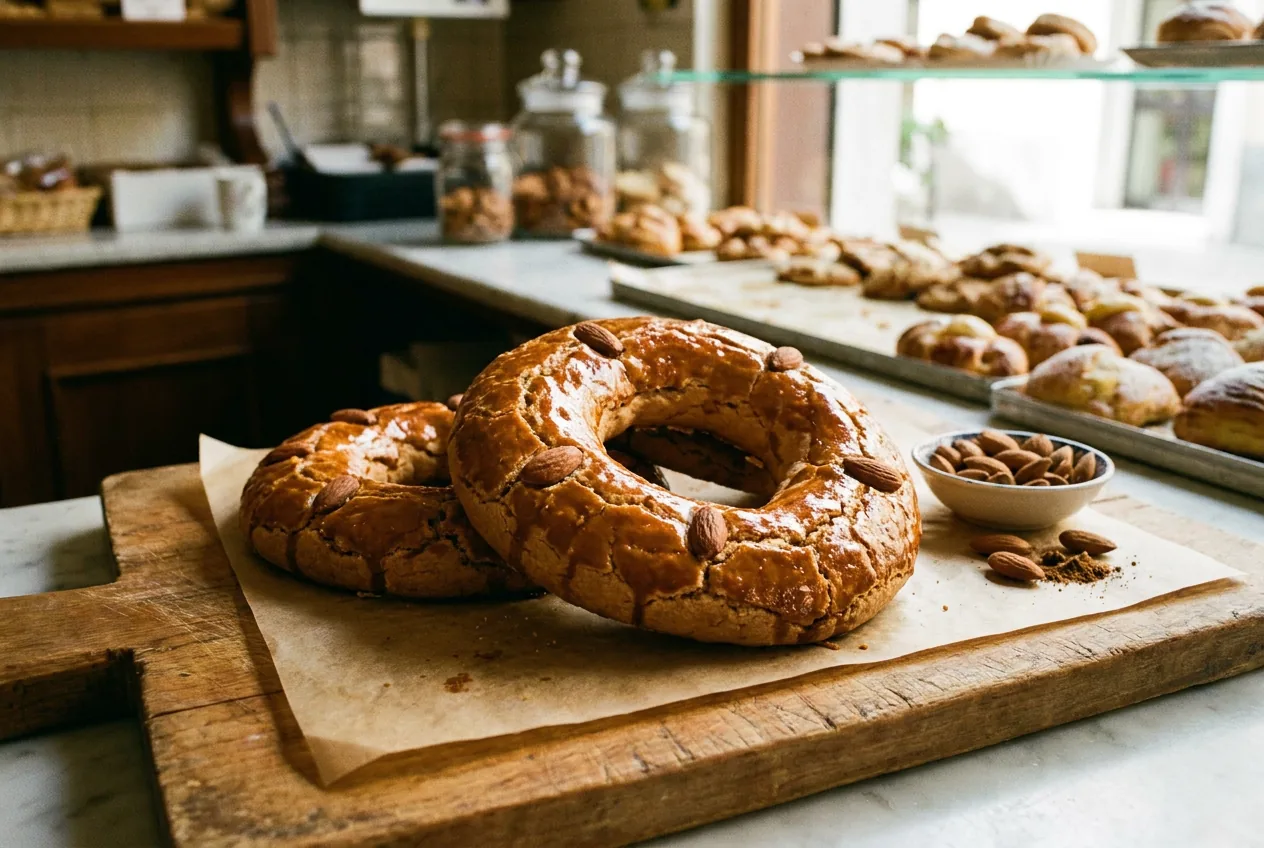 Roccocò napoletani natalizi a forma di ciambella con mandorle