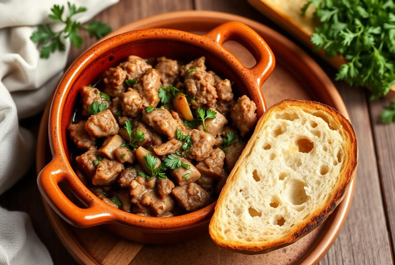 Sa purpuzza ogliastrina, carne di maiale a coltello su pane carasau
