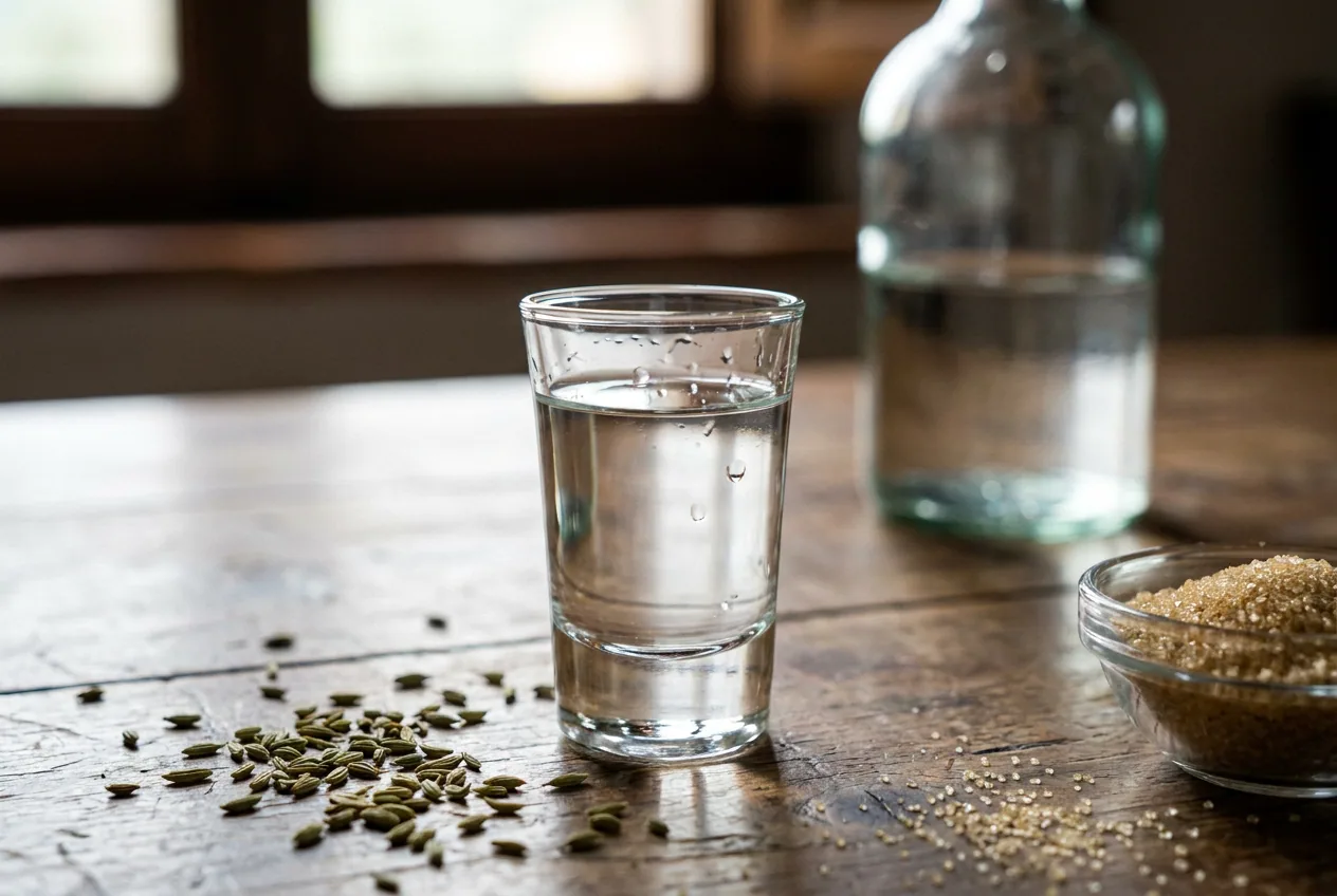 Bicchierino di anisetta marchigiana, liquore dolce all'anice