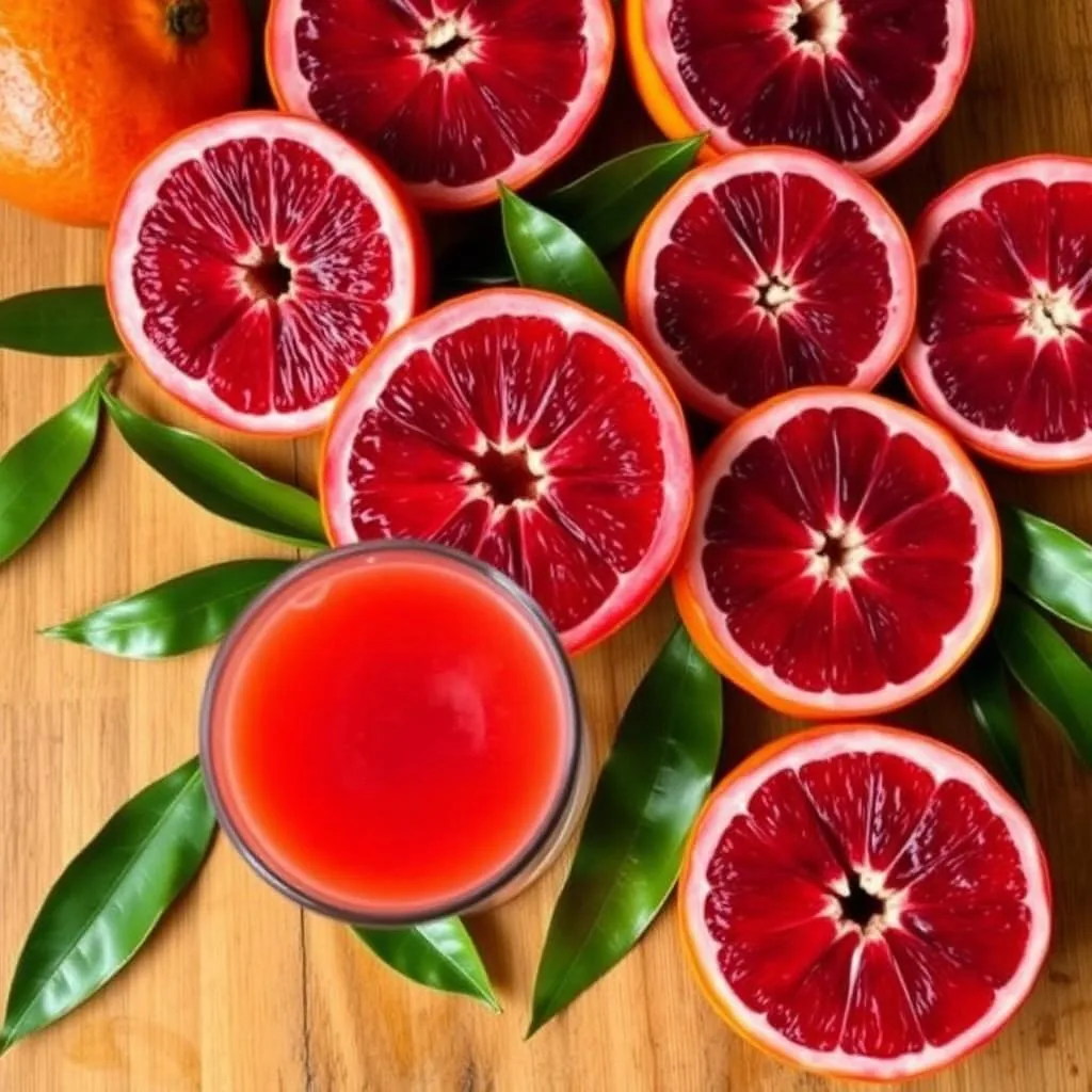 Arance Rosse di Sicilia IGP tagliate con la caratteristica polpa rossa intensa e succo appena spremuto