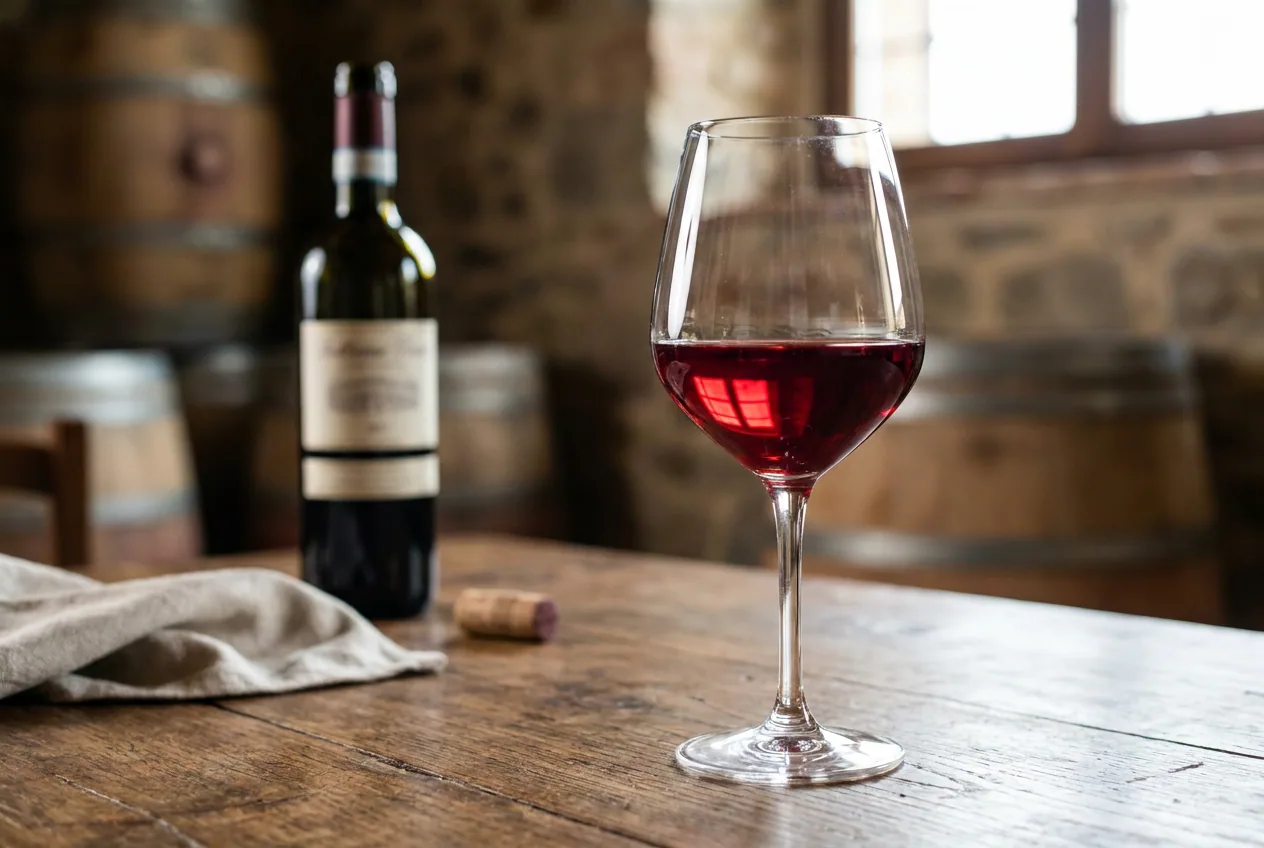 Calice di vino rosso Botticino DOC