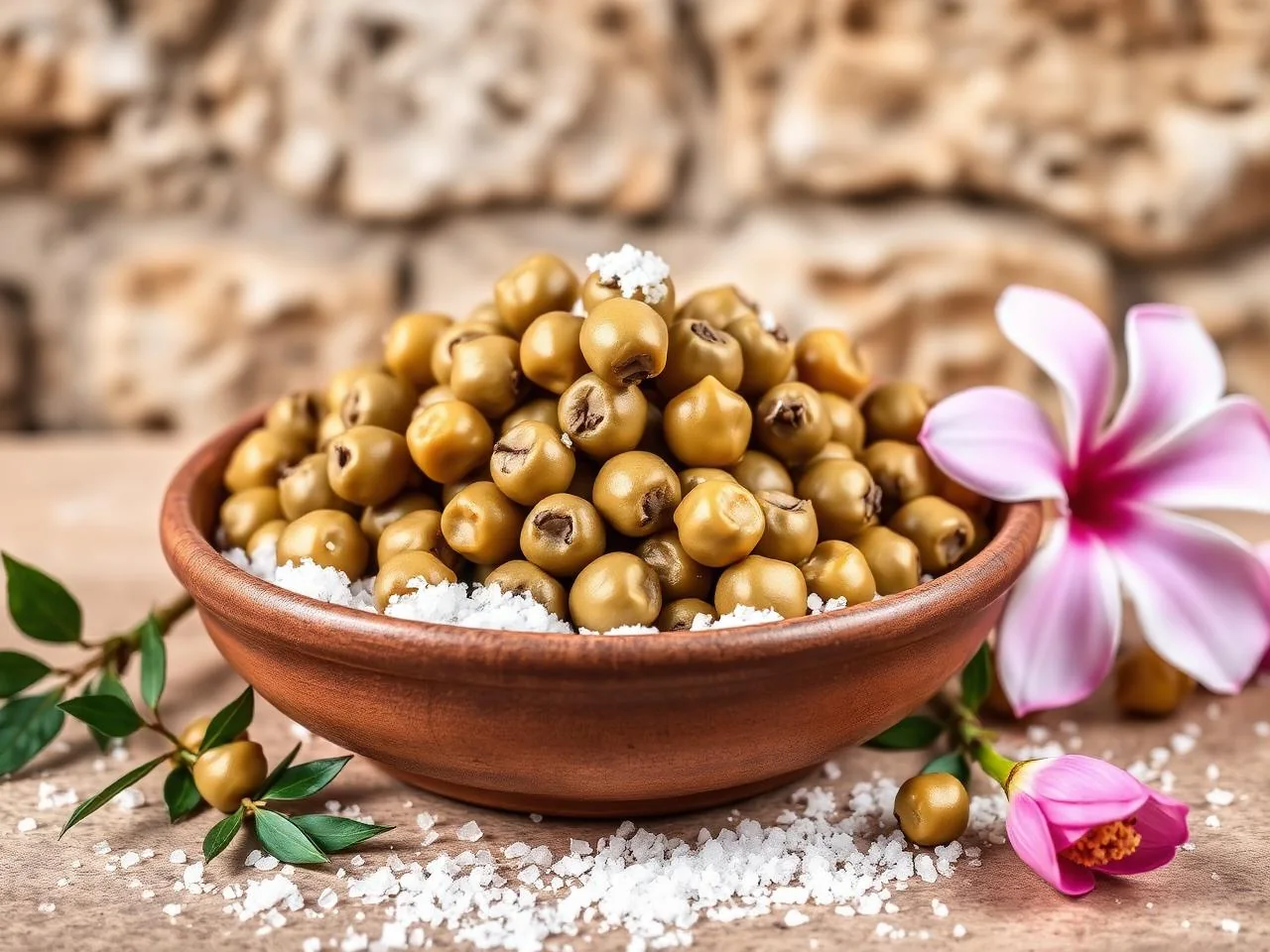 Capperi di Pantelleria IGP essiccati sotto sale con dammusi e vigneti