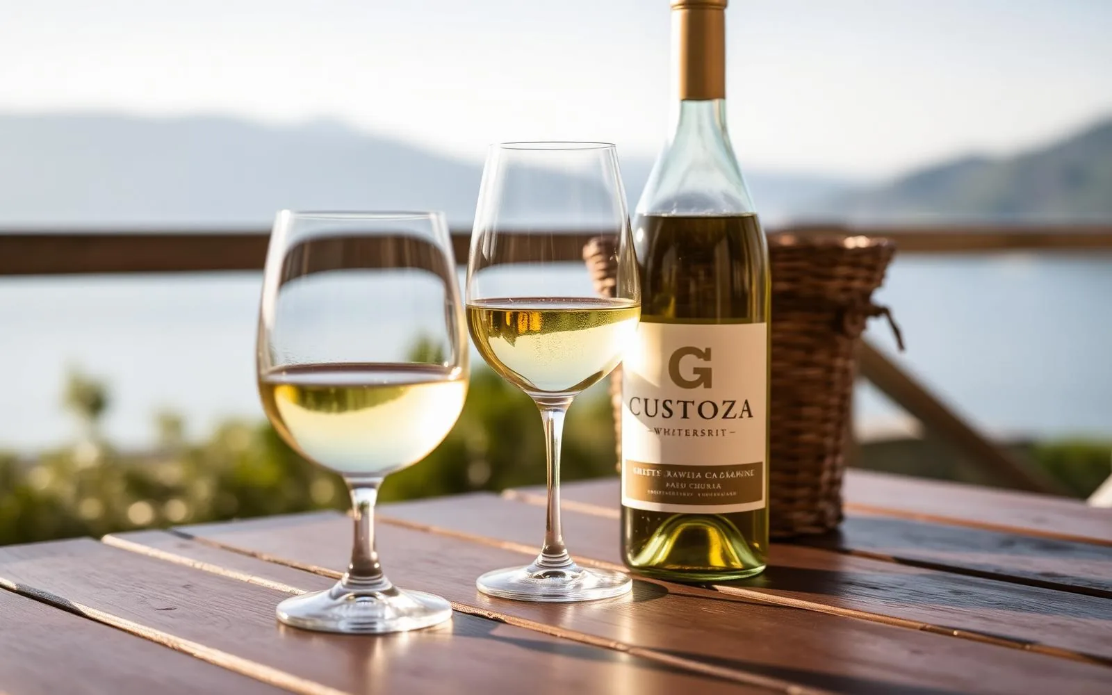 Calice di vino bianco Custoza DOC
