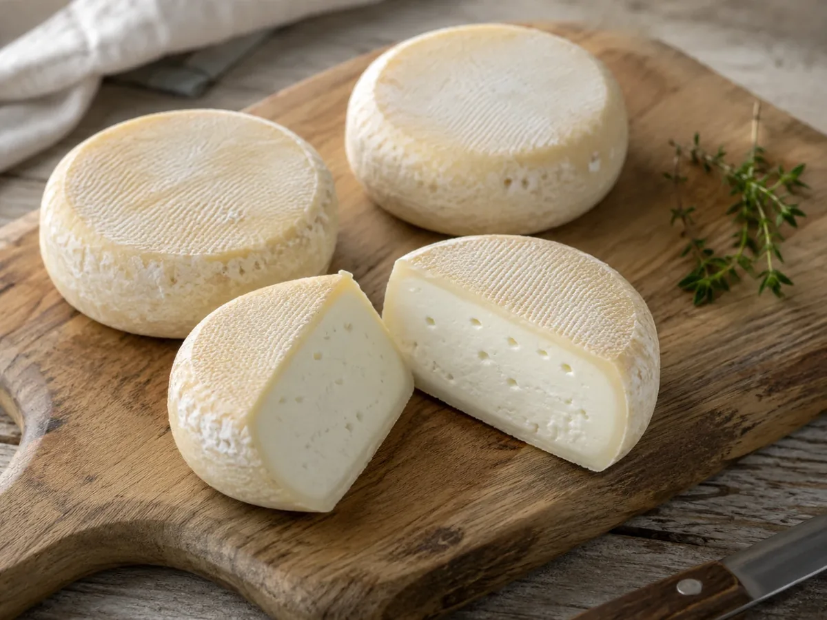 Formaggelle del Luinese DOP su asse di legno da stagionatura