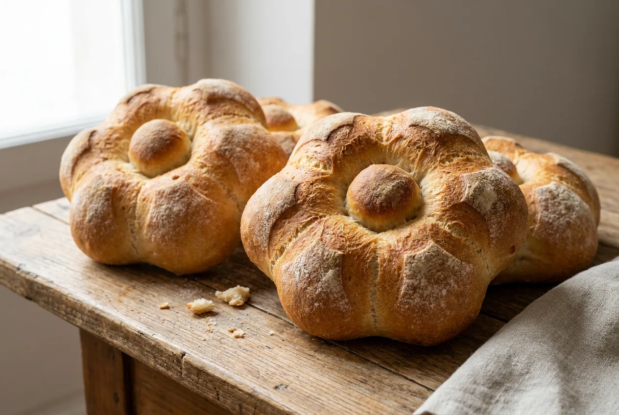 Michette milanesi dorate e croccanti su un vassoio da forno