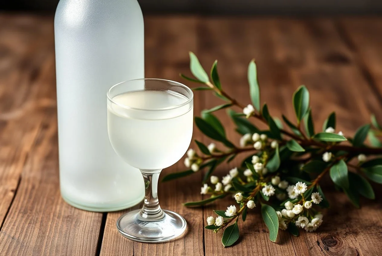 Mirto bianco sardo, liquore ottenuto dalle foglie di mirto