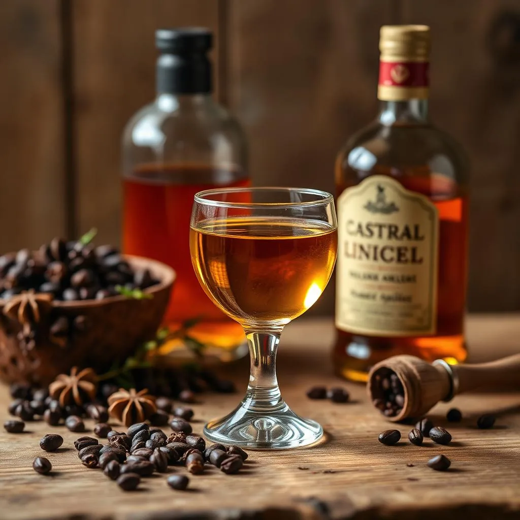 Bicchierino di Mistrà con chicchi di anice stellato e caffè