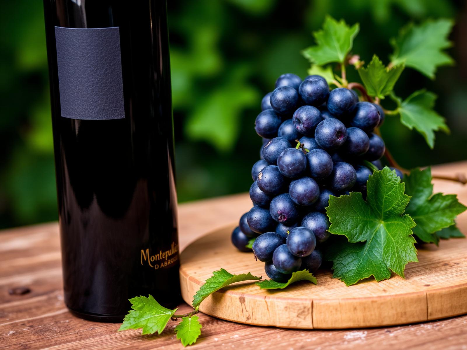 Grappolo di uva Montepulciano in un vigneto della DOC Montepulciano d'Abruzzo