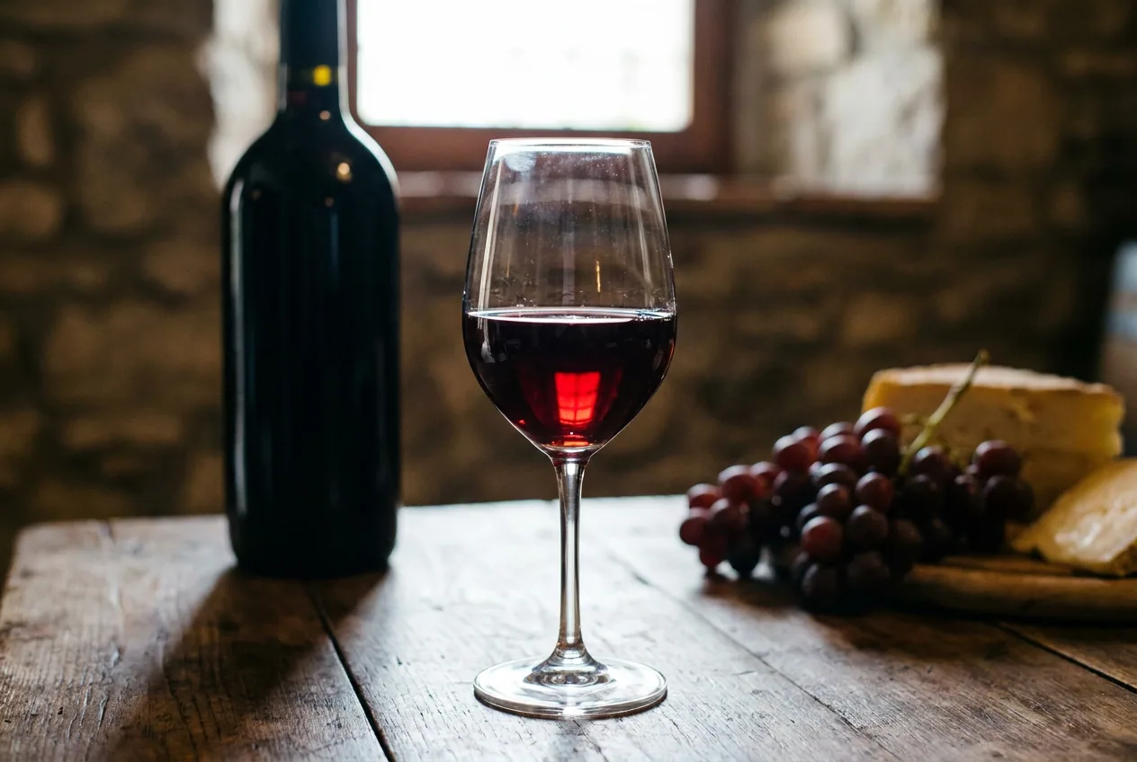 Calice di vino dolce Moscato di Scanzo DOCG