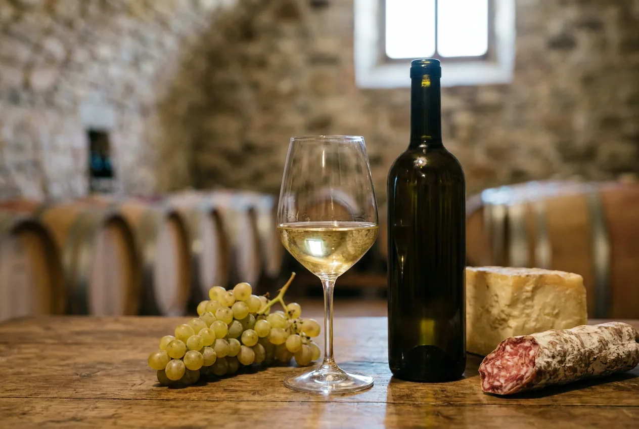 Calici di vino Offida DOCG bianco e rosso