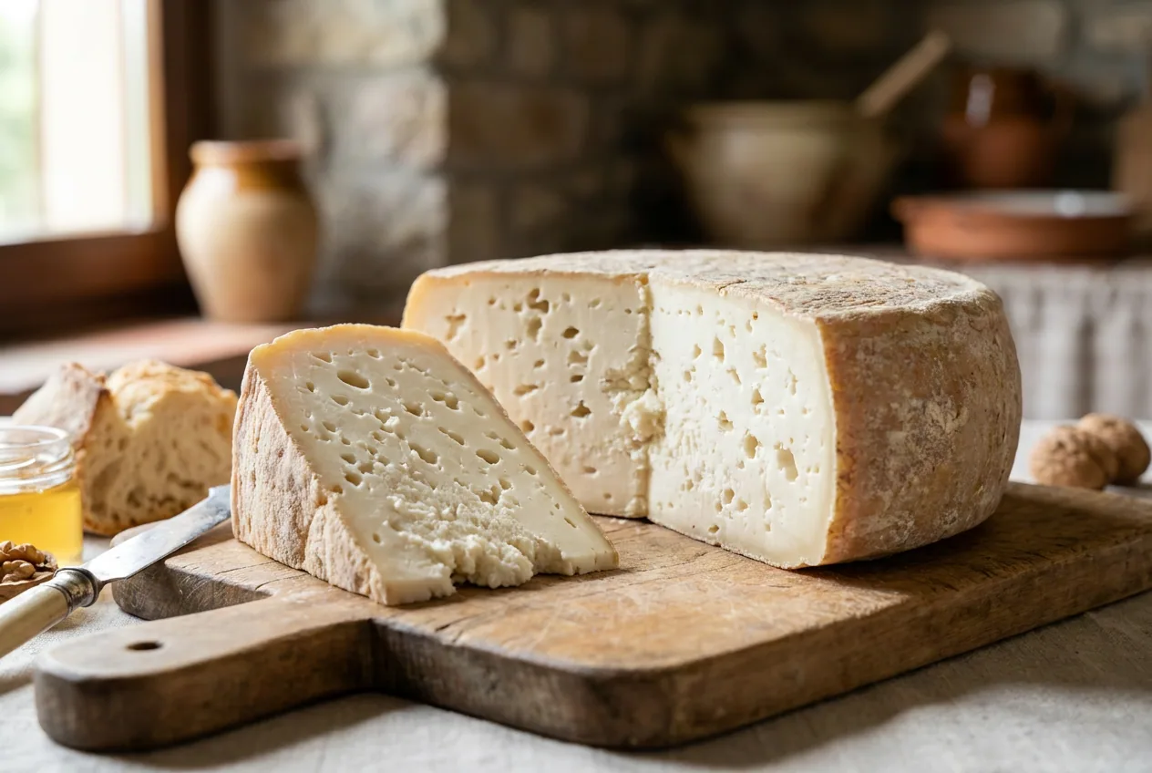Formaggio Pannerone Lodigiano DOP a forma cilindrica alta, pasta bianca