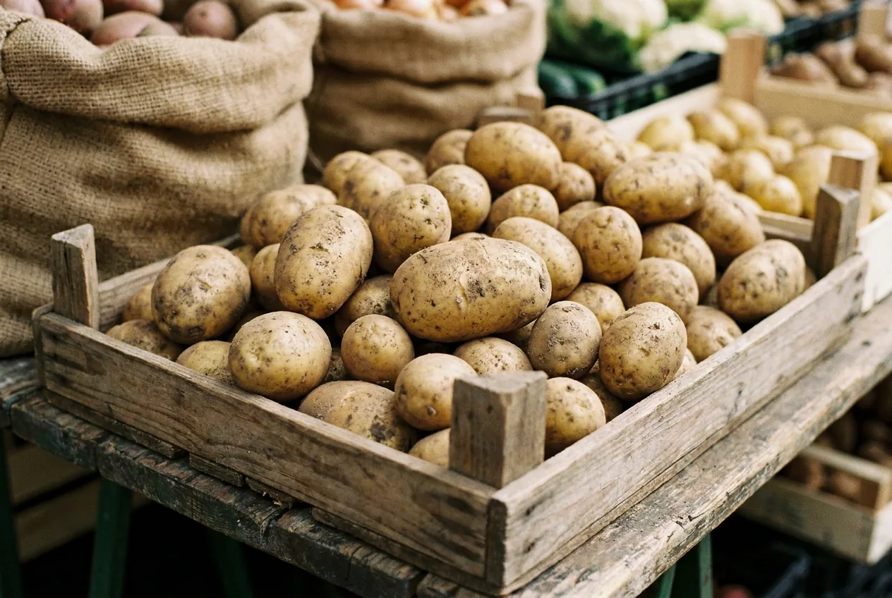 Patate di Calizzano e Murialdo dalla buccia chiara appena raccolte