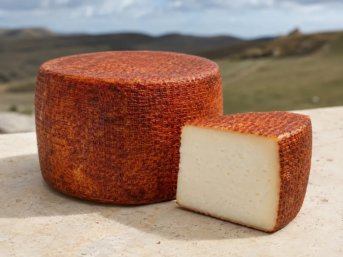 Forma di Pecorino del Monte Poro DOP tagliata a spicchio