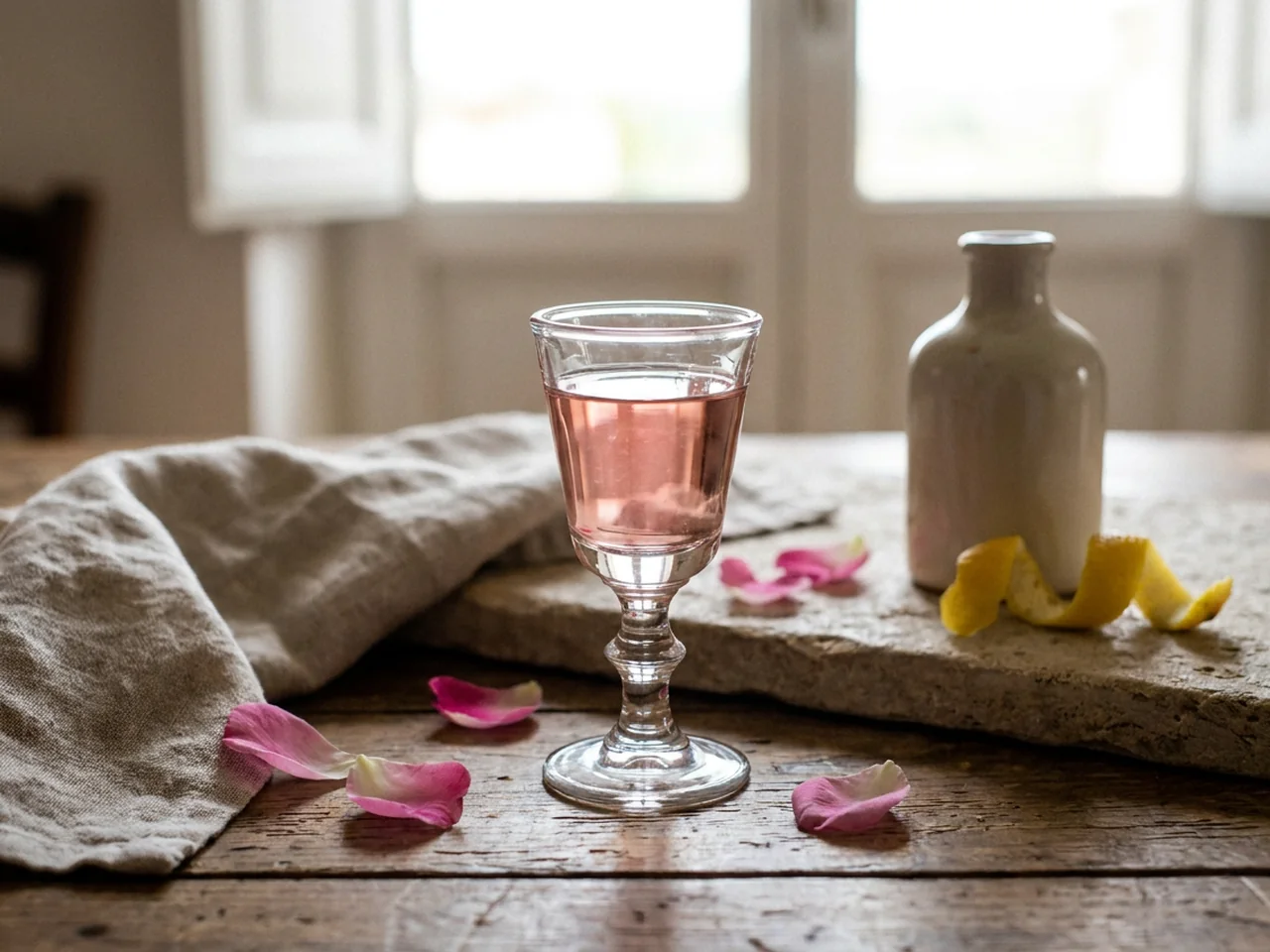 Bottiglia di rosolio salentino ai petali di rosa