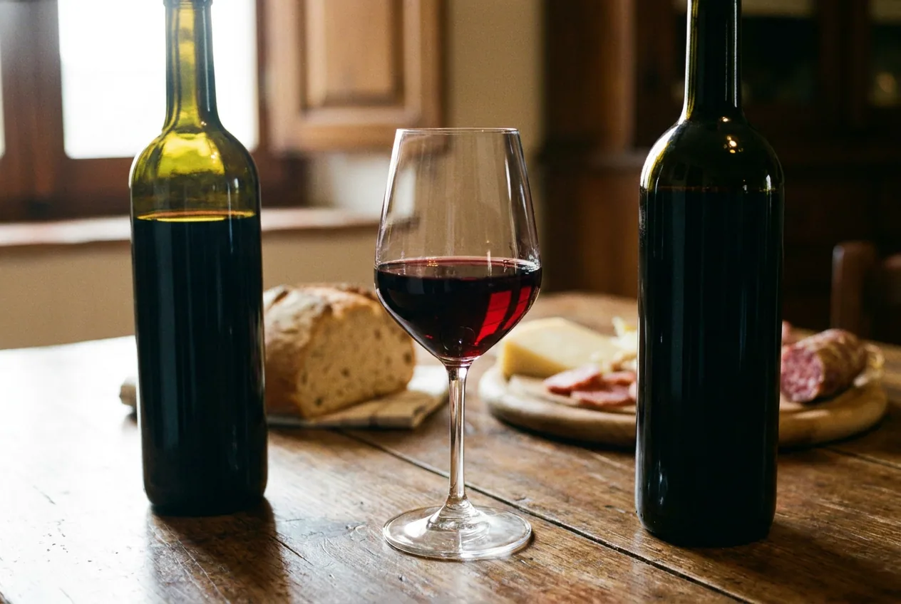 Calice di vino rosso Rosso Piceno DOC