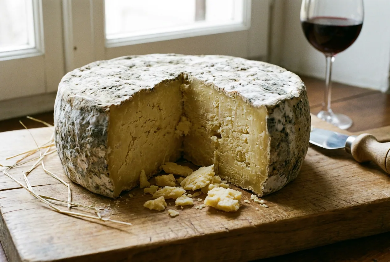 Formaggio Salva Cremasco DOP a forma quadrata con crosta scura