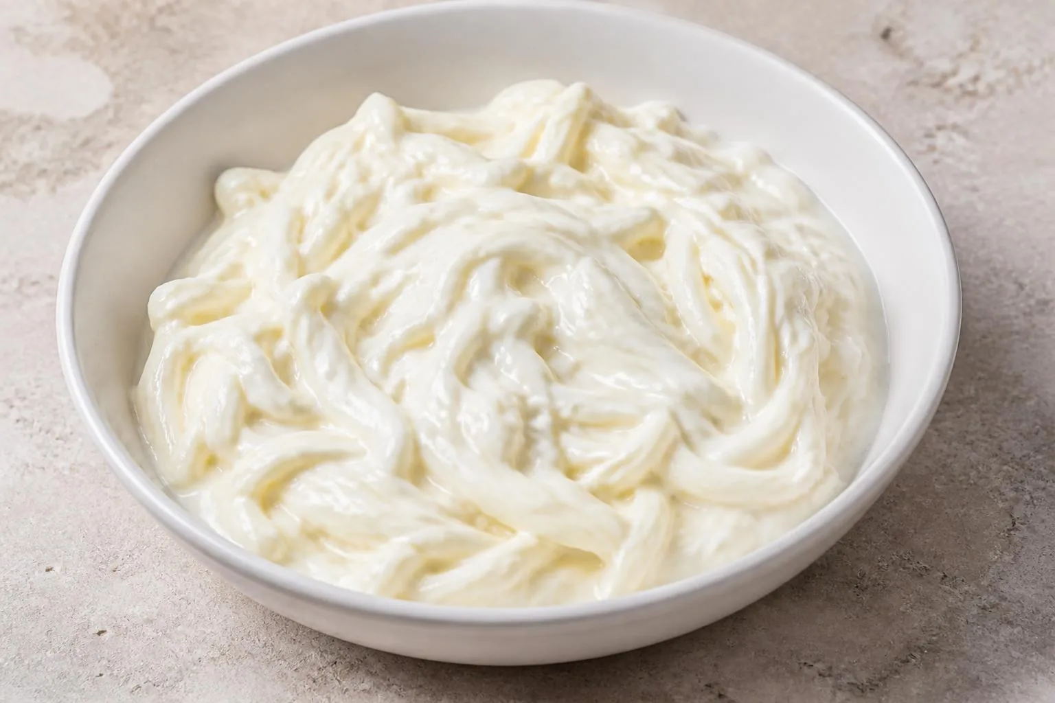 Ciotola di stracciatella di Andria con sfilacci di pasta filata e panna